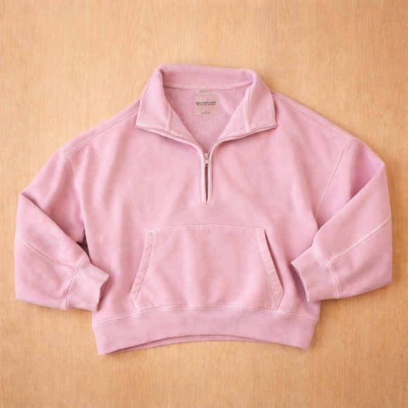 Abercrombie & Fitch Tops - Abercrombie & Fitch Soft Max Essentials Light Pink Fleece Quarter-Zip - Large